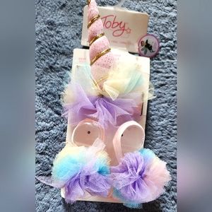 2pc Unicorn Barefoot Sandals & Headband Set